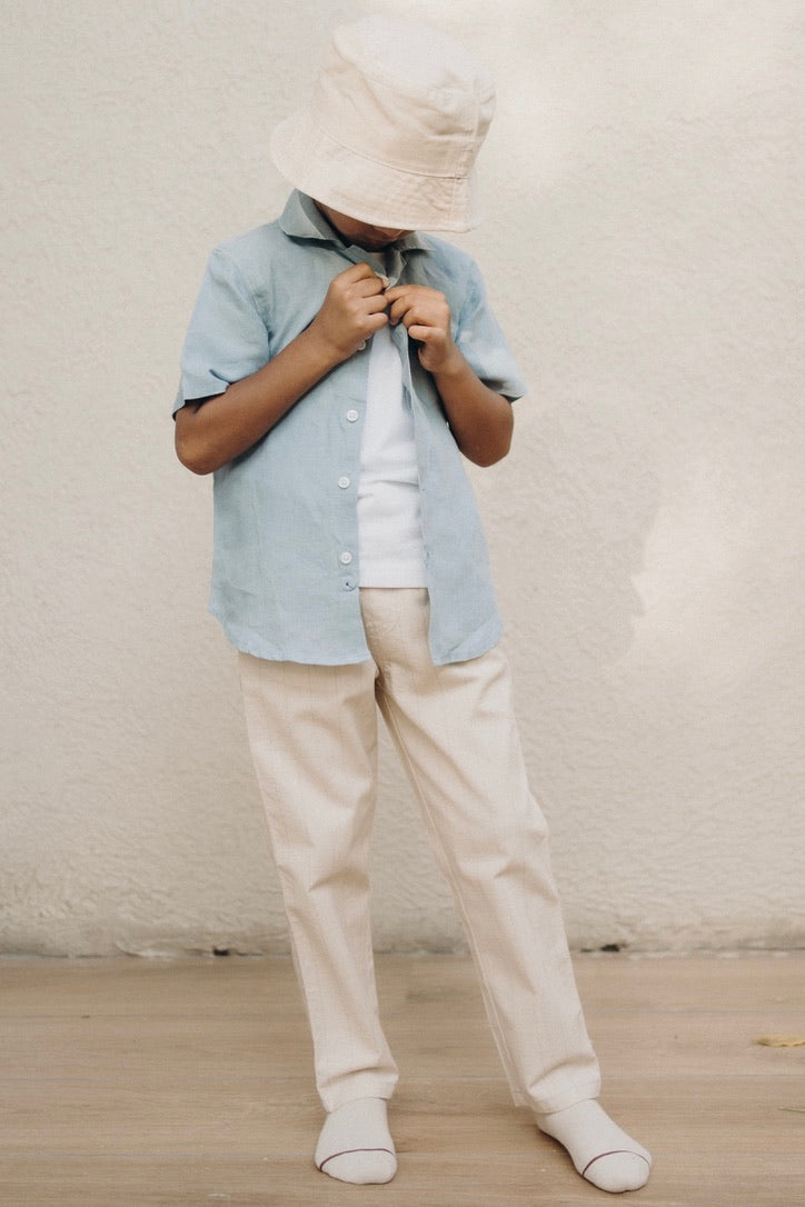 Pure linen shirt Ash blue