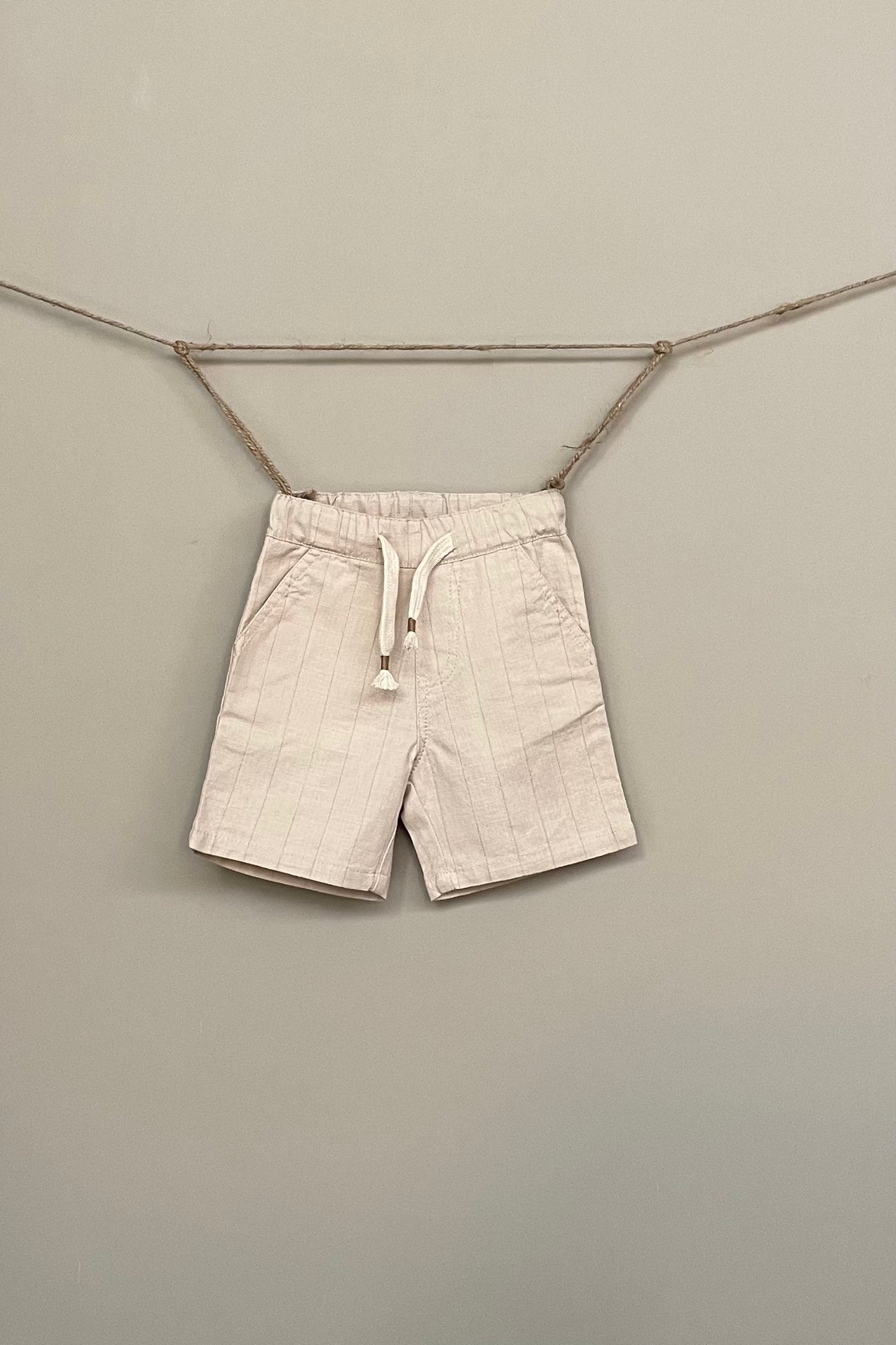 Ivory striped linen shorts