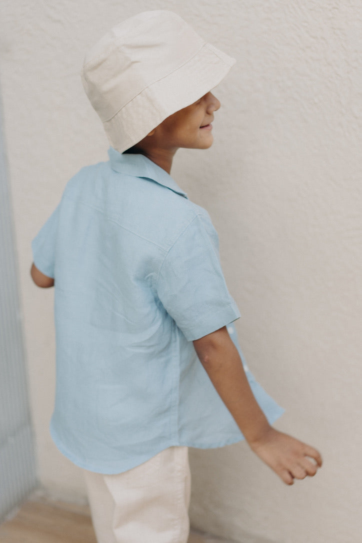 Pure linen shirt Ash blue