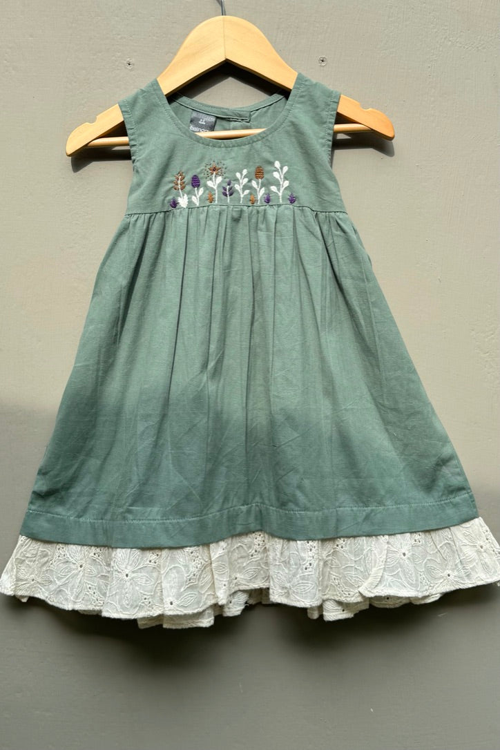 Green embroidered dress