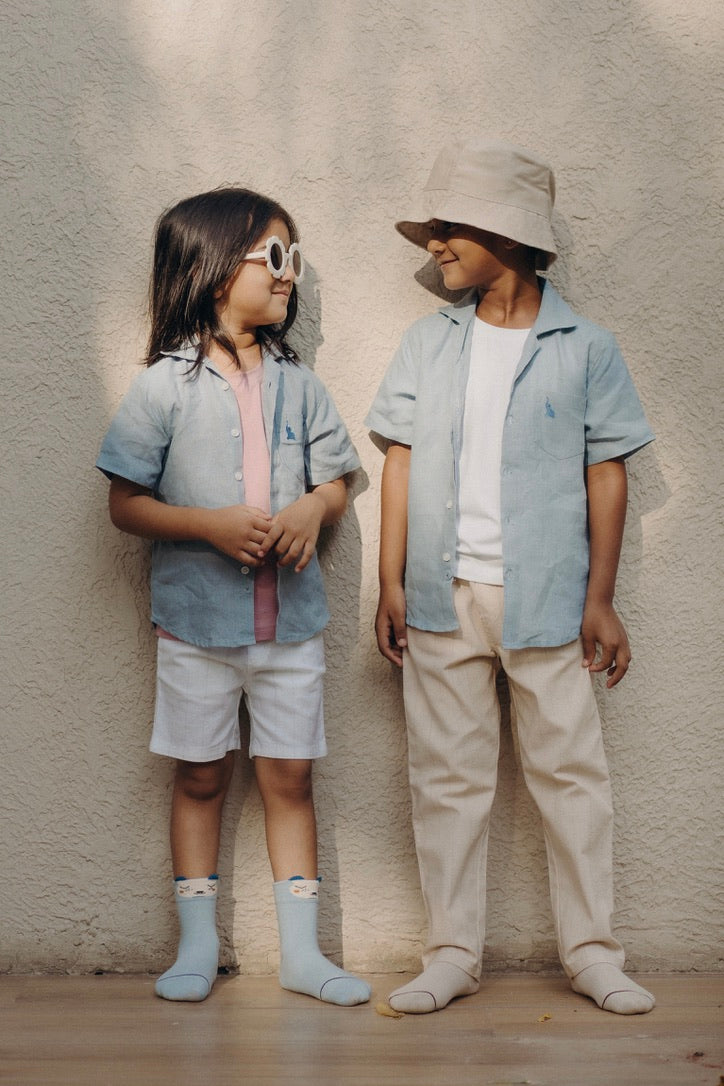 Pure linen shirt Ash blue