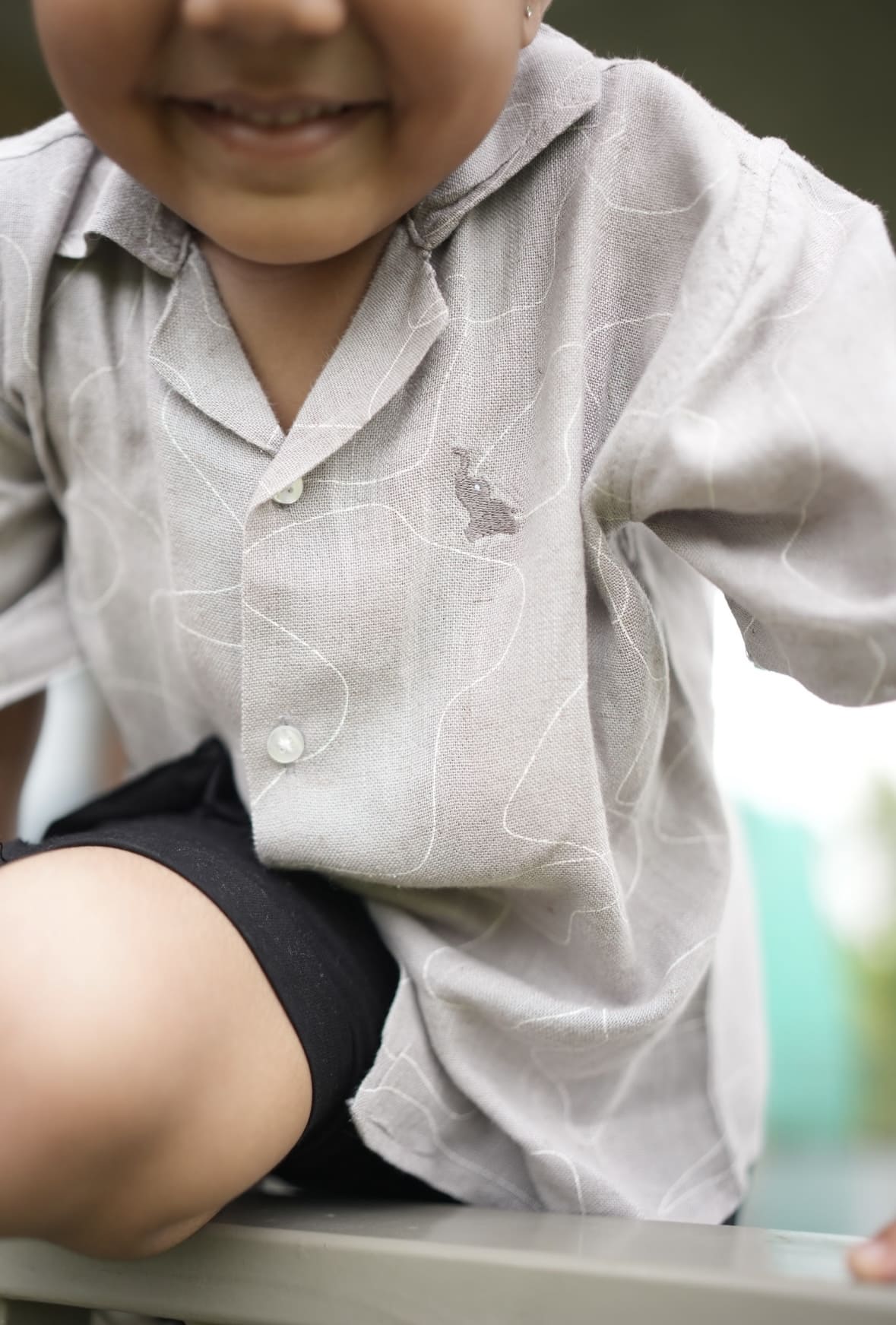 Grey linen printed shirt