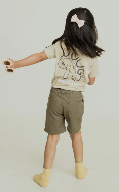 Dusky green linen shorts