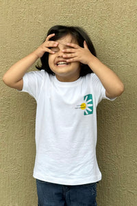 white sunshine printed tee for toddlers
