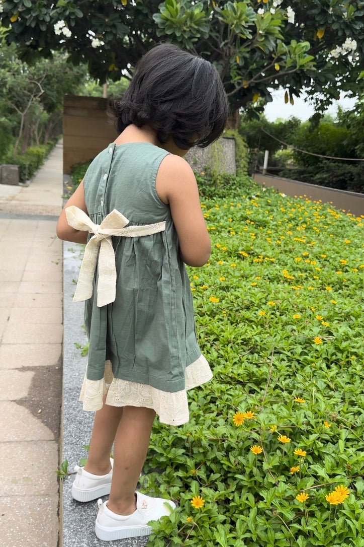 Green embroidered dress