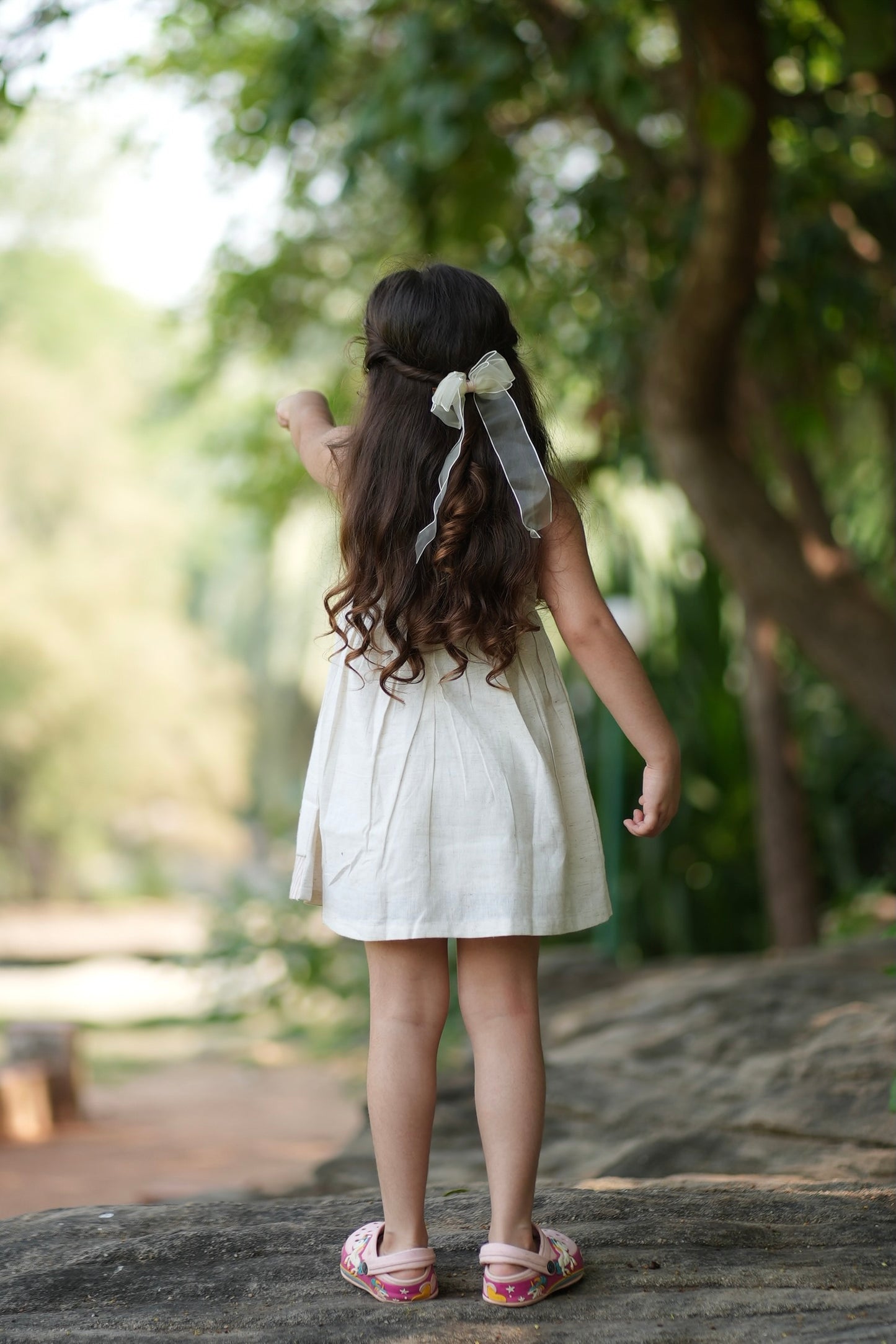 Pink linen bloom dress