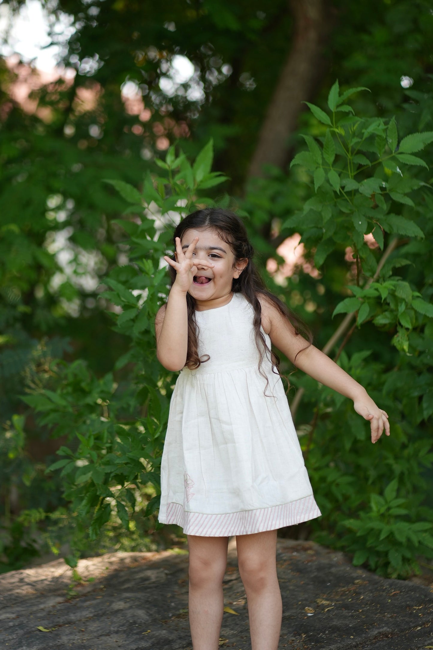 Pink linen bloom dress