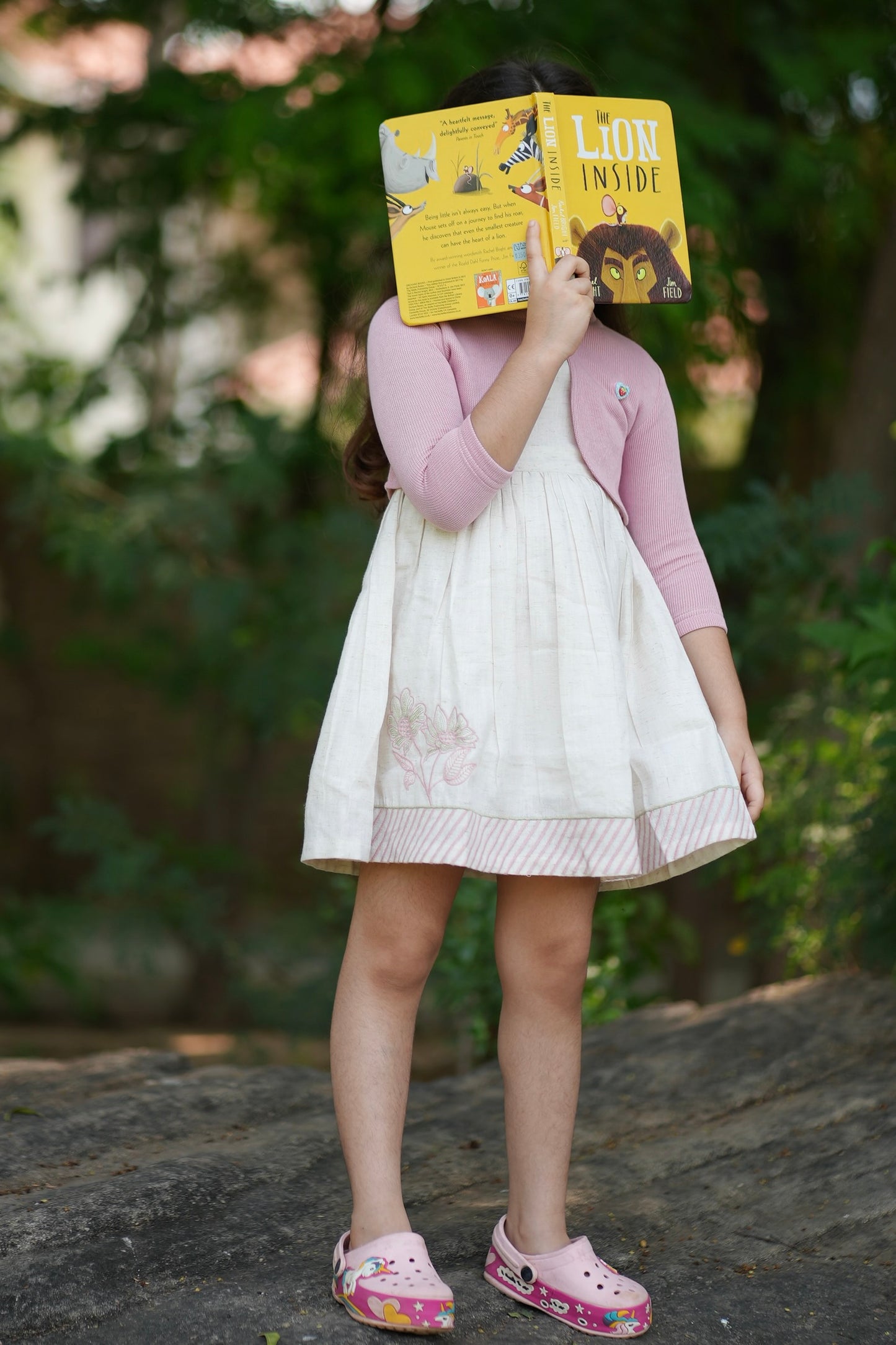 Pink linen bloom dress