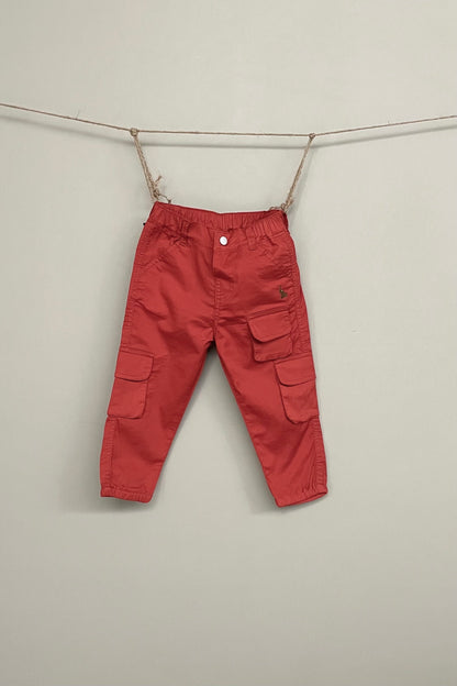 Rust multi pocket cargo pants