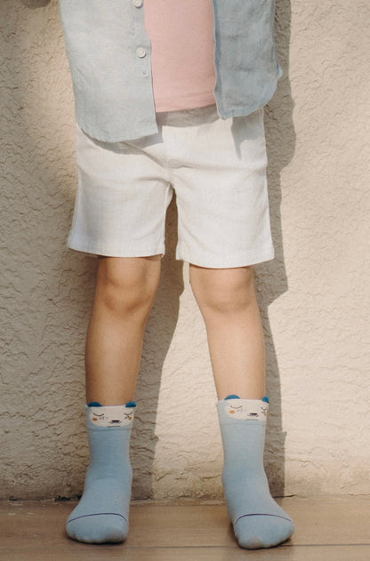 white striped linen shorts