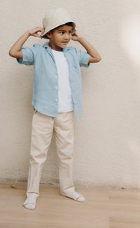 Ivory stripped linen pants