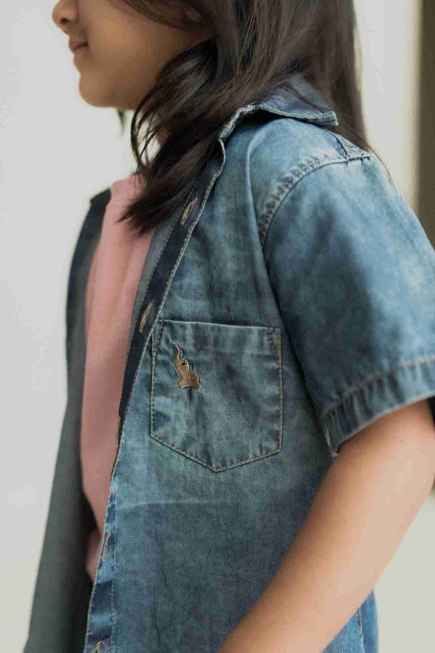 Dark wash denim shirt