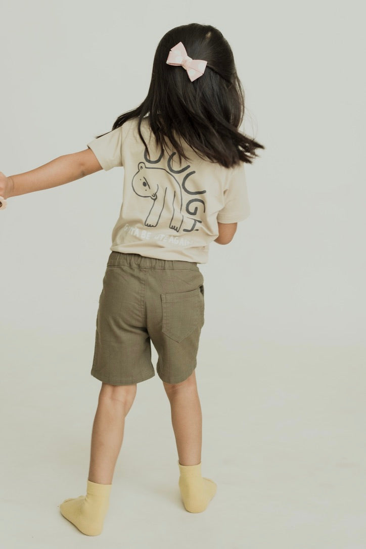 Dusky green linen shorts