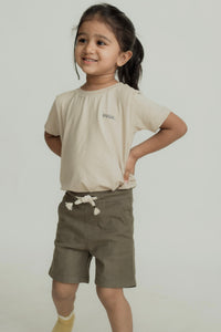 Dusky green linen shorts