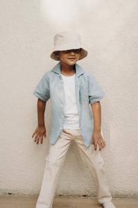 Ivory stripped linen pants