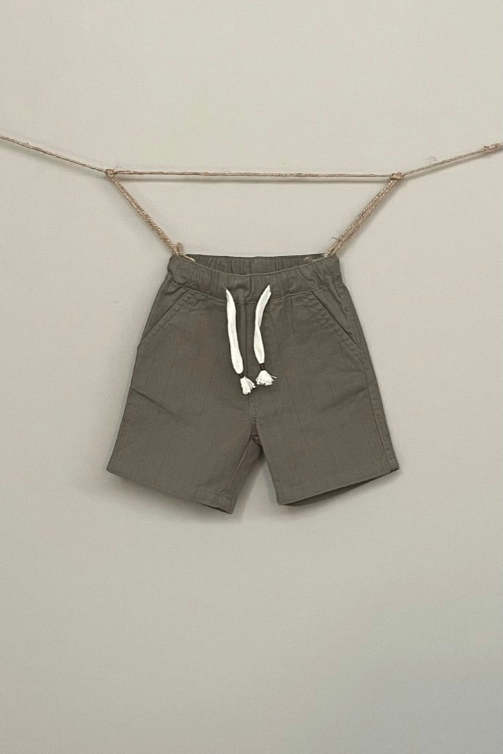 Dusky green linen shorts