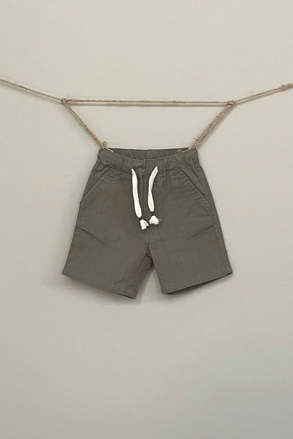 Dusky green linen shorts