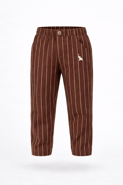 Brown striped linen pants
