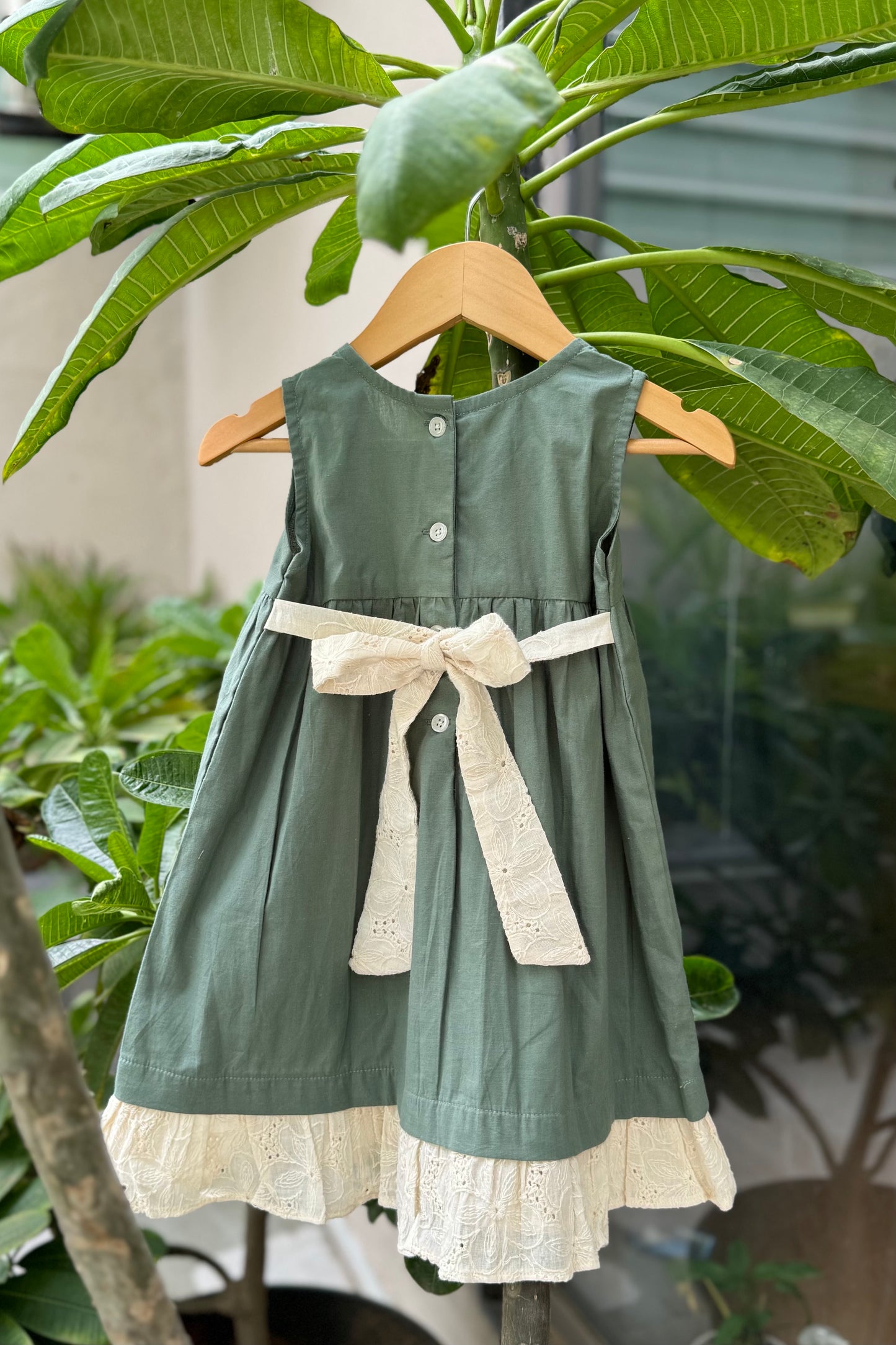 Green embroidered dress