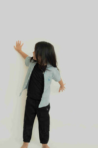 Unisex Black Multi pocket cargo pants