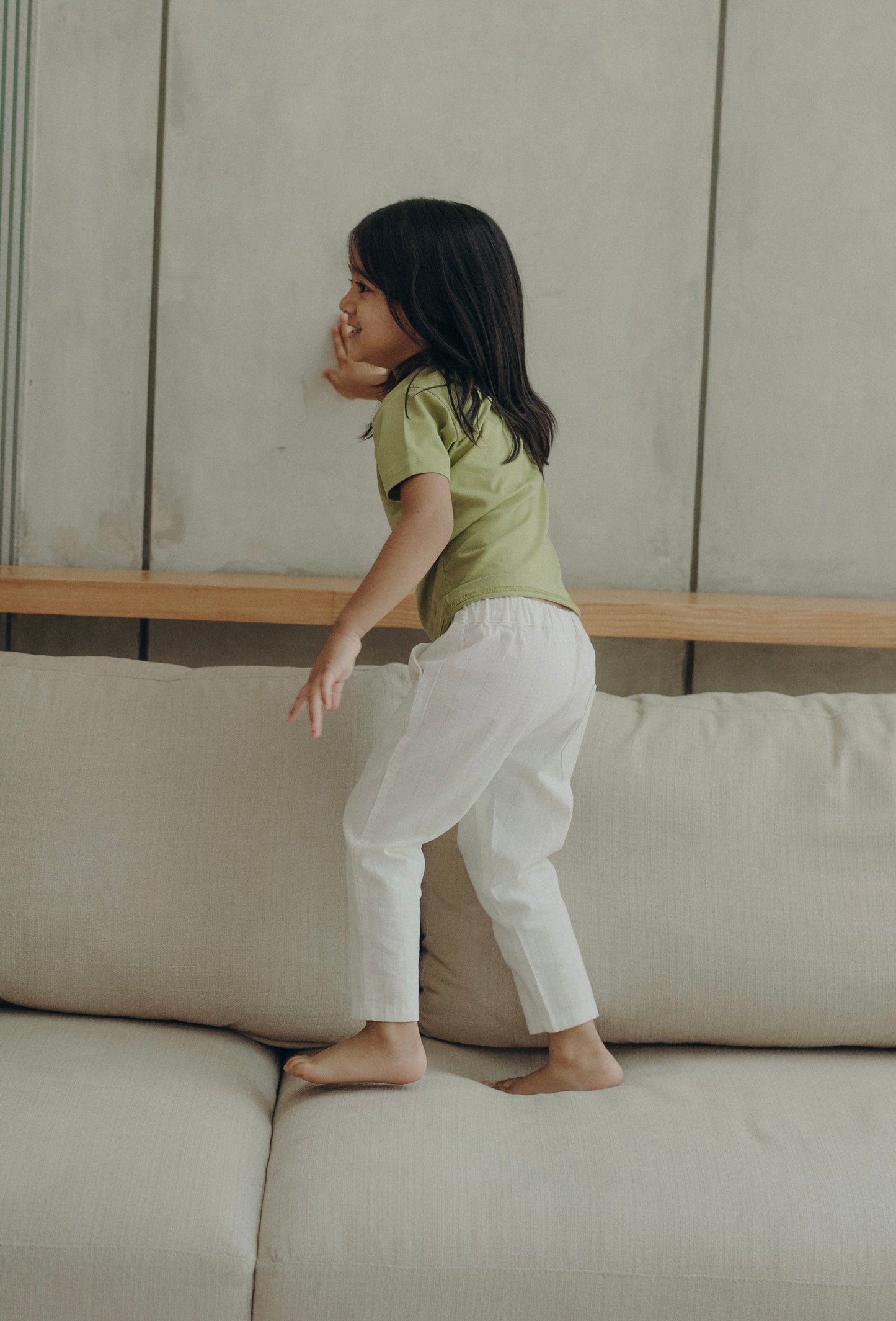 White striped linen pants