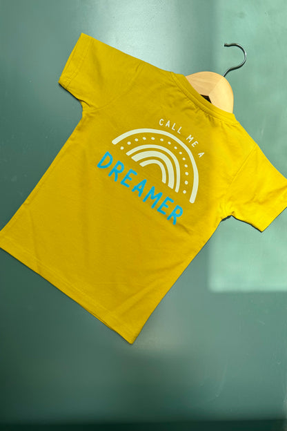 yellow printed dreamer tee for toddlers