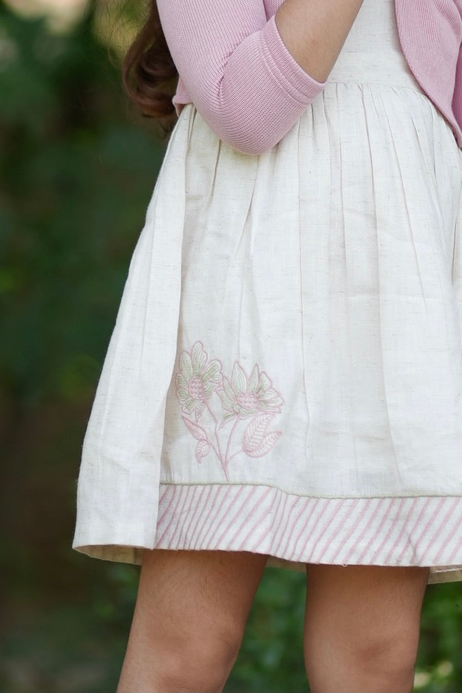 Pink linen bloom dress