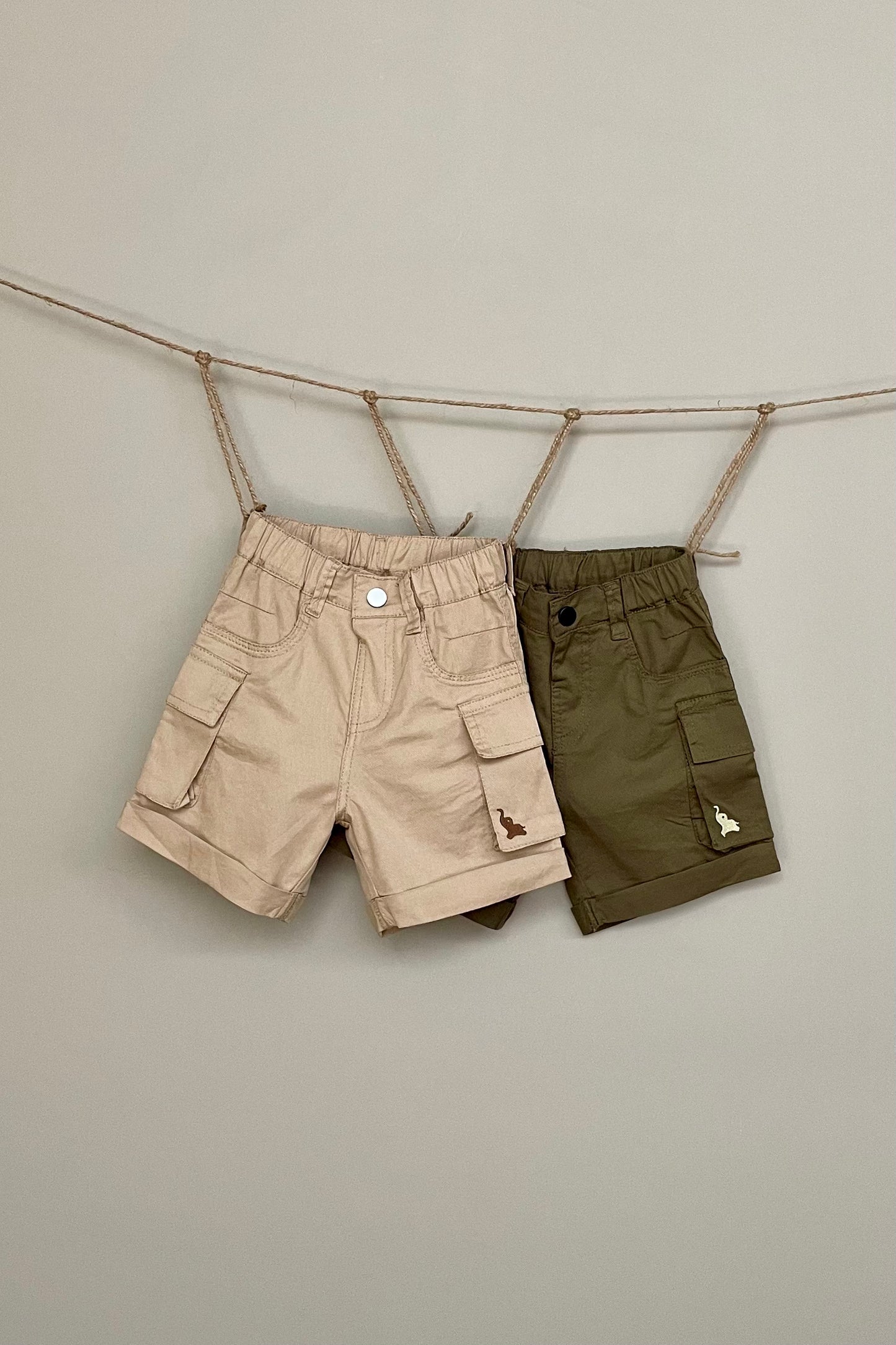 Beige & Olive cargo shorts