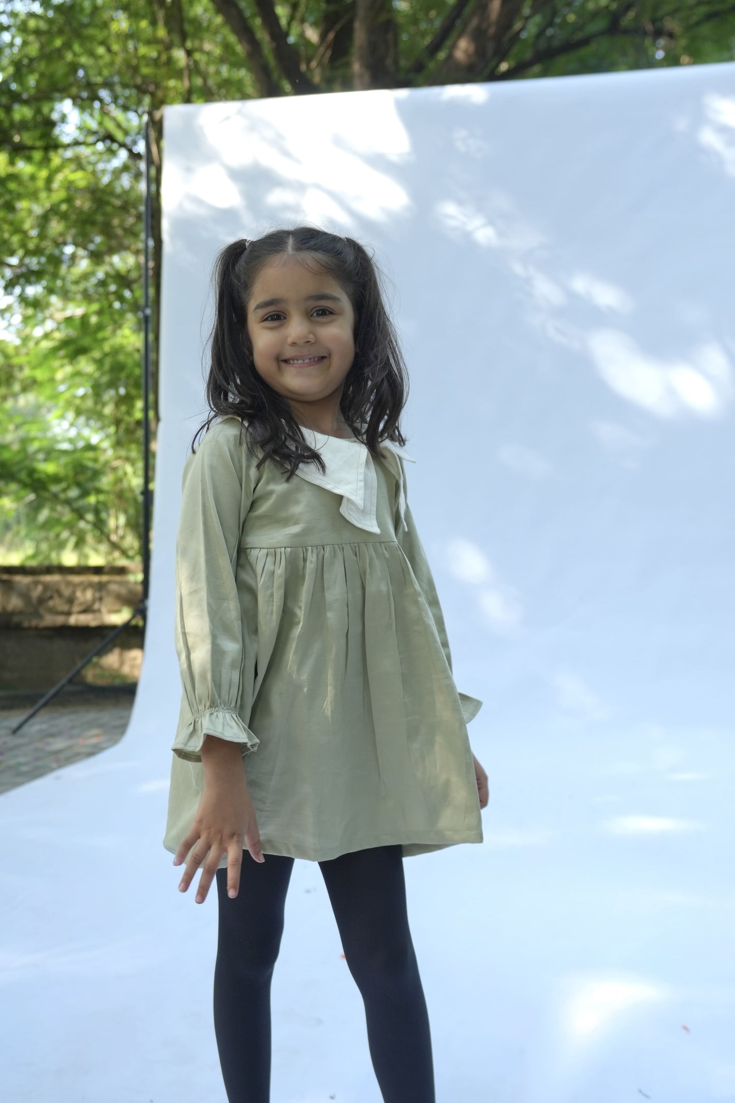 Sage Bow Collar Dress