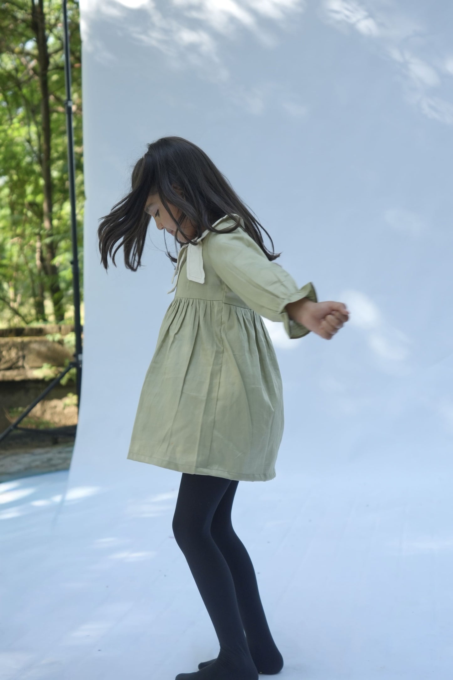 Sage Bow Collar Dress