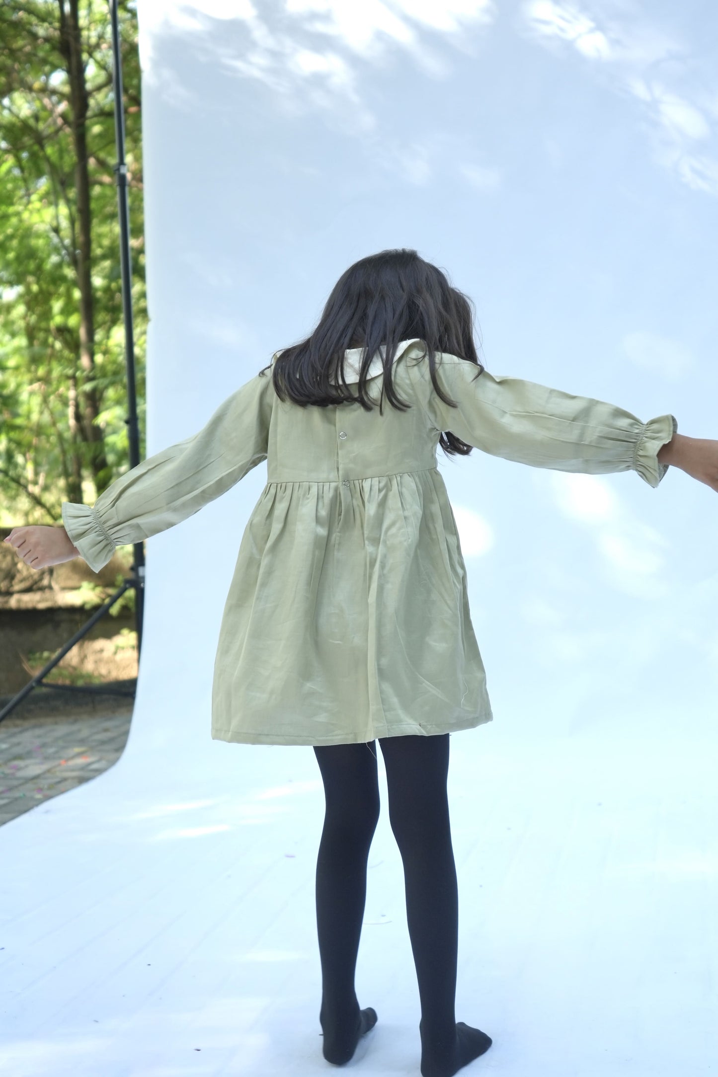 Sage Bow Collar Dress