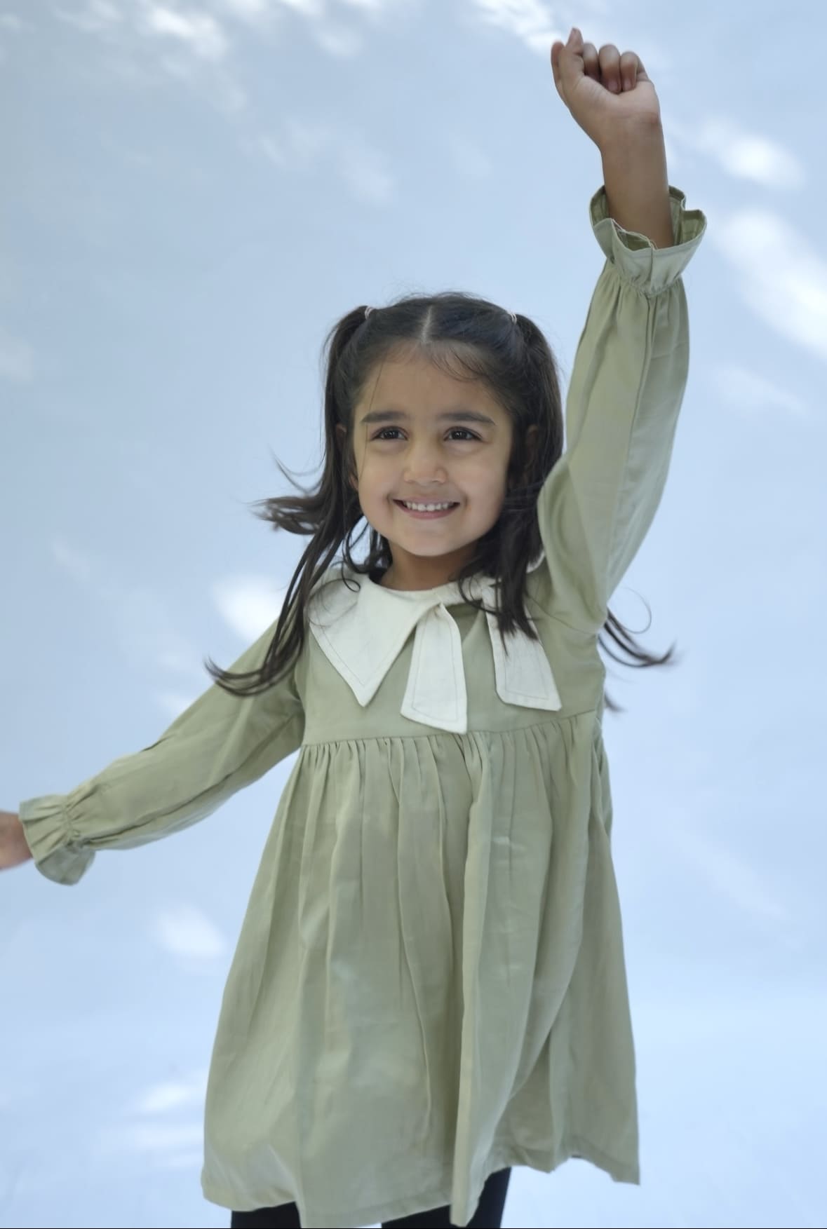 Sage Bow Collar Dress