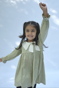 Sage Bow Collar Dress