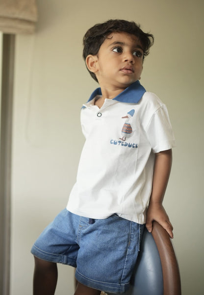 Duck polo tee in white