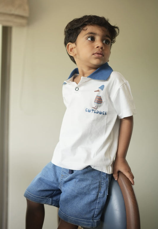 Duck polo tee in white