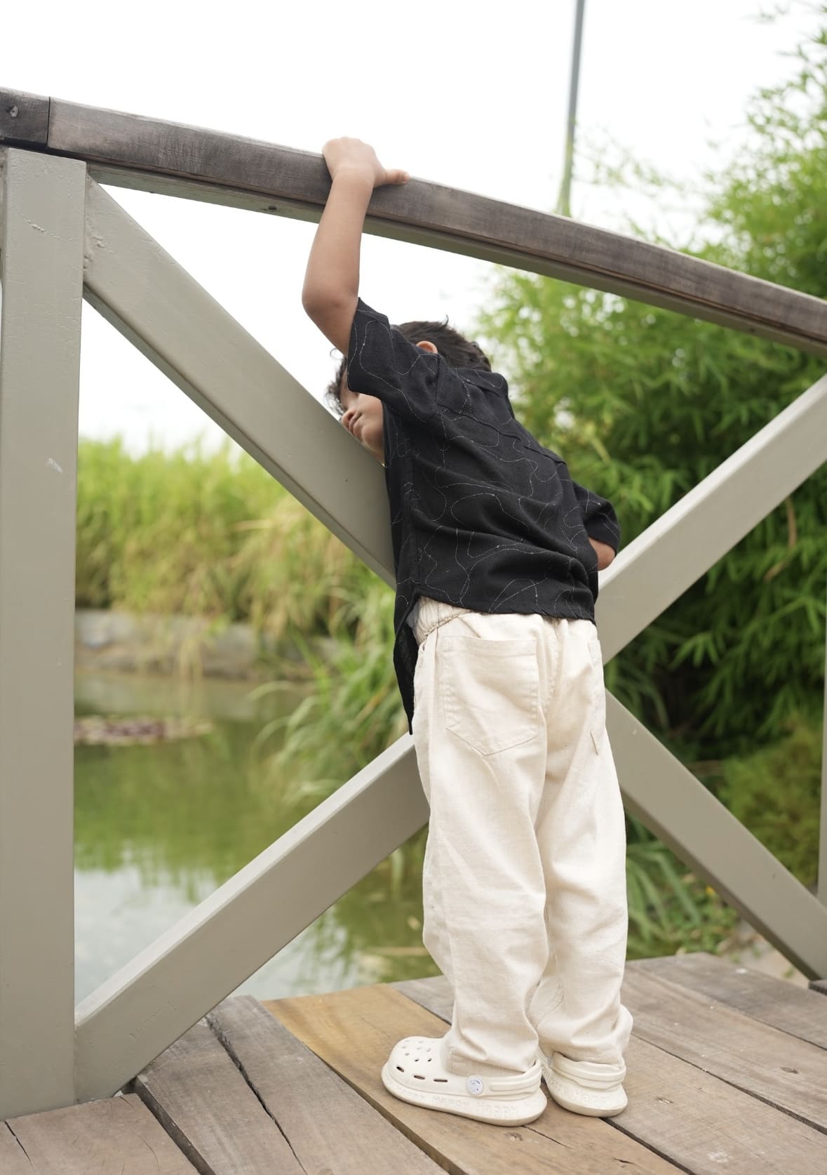 Black linen printed shirt