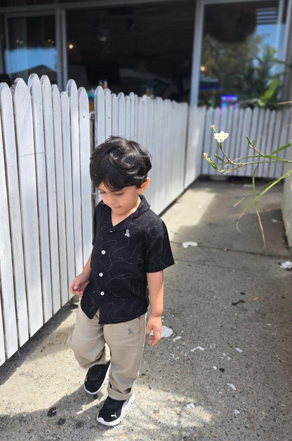 Black linen printed shirt