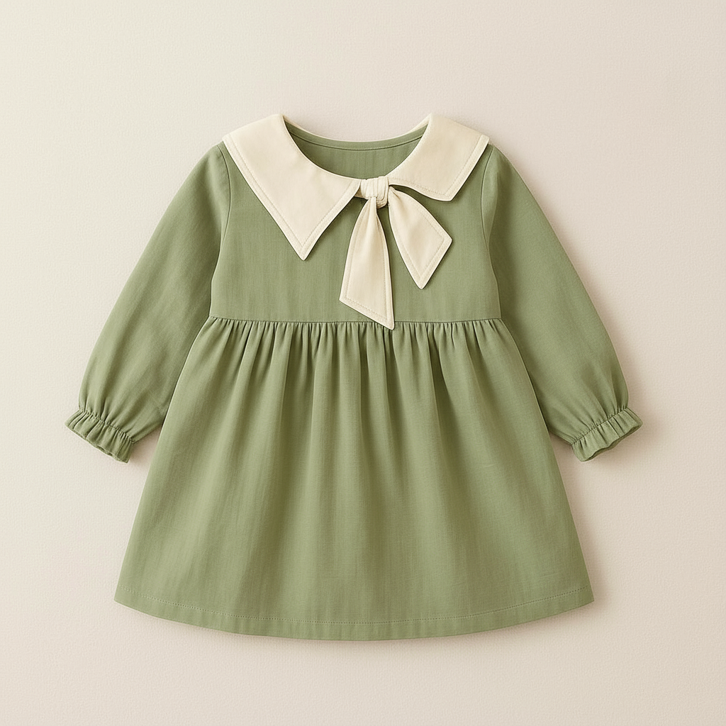 Sage Bow Collar Dress