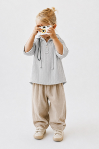 Cloud Stripe Linen Hoodie