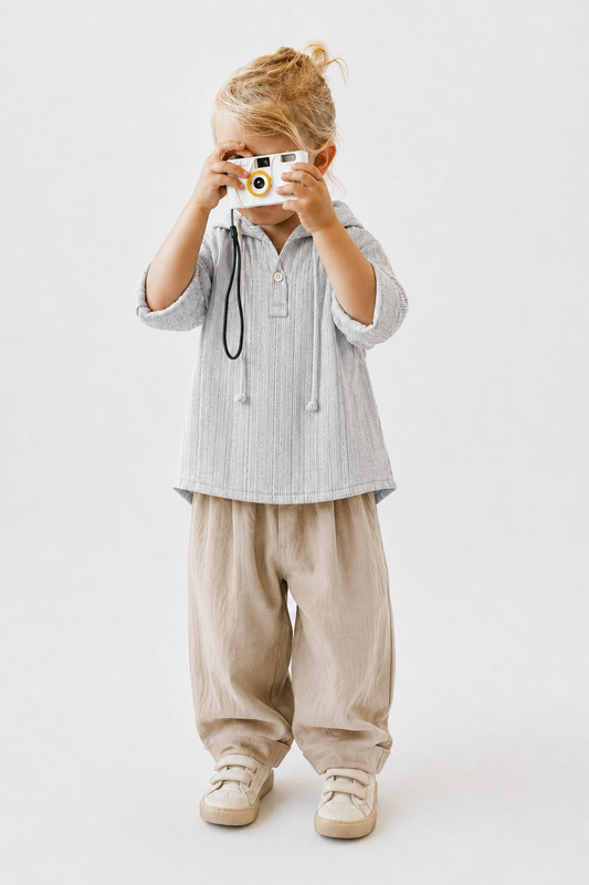 Cloud Stripe Linen Hoodie
